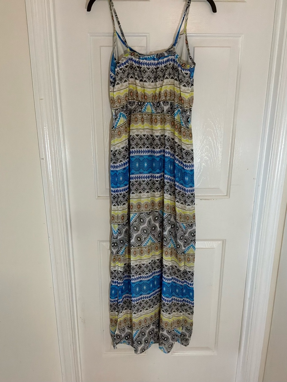 Old Navy Blue Multi Ethnic Print Spaghetti Strap Maxi Dress